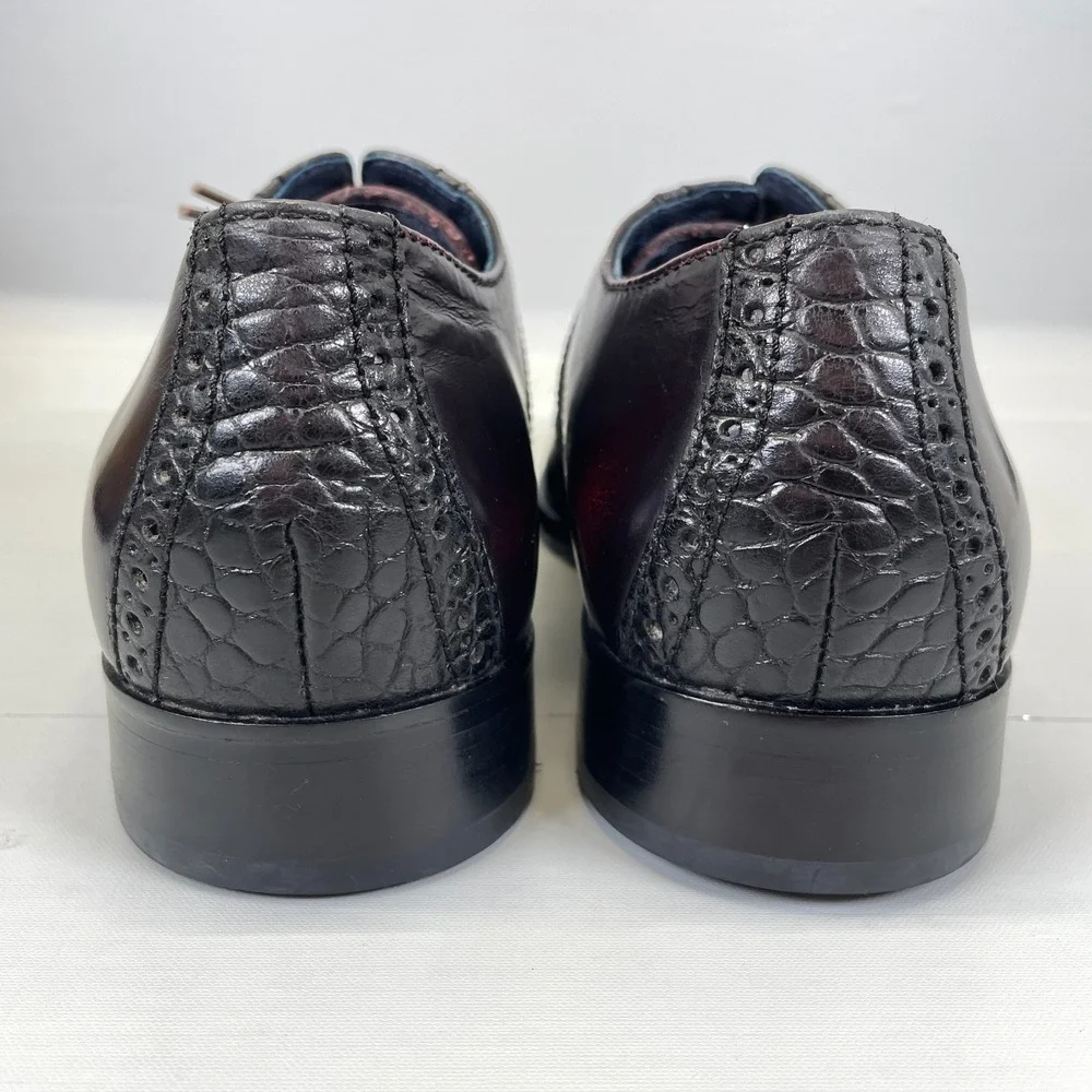 Code Haan Colton Air Saddle Oxford Shoes Mens Size 8 M Burgundy Leather Croc